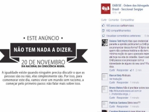 Postagem da OAB/SE em rede social gera manifestações