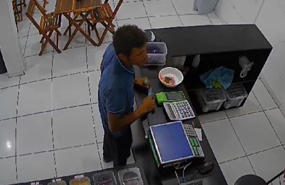 Polícia Civil divulga imagens do suspeito de roubar loja de açaí em Nossa Senhora do Socorro