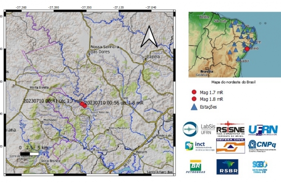 Dois tremores de terras são registrados em Nossa Senhora da Glória