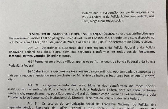 Dino determina suspensão de perfis regionais da PF e da PRF nas redes sociais após ataque hacker