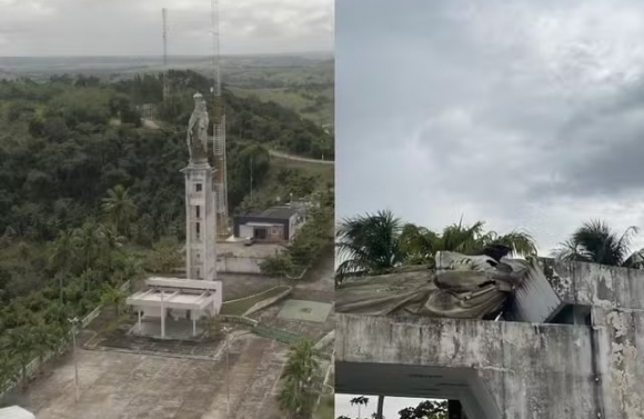 Vendaval derruba imagem de padroeira, arranca telhado e provoca prejuízos no interior de Sergipe